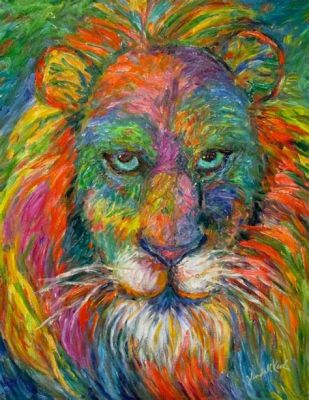  L'Éveil du Lion : Une Explosion de Couleur et d'Expression Animale 