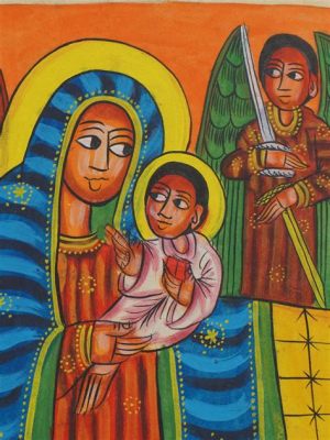   La Madone d'Irénié: Peinture Religieuse Ethiopienne aux Couleurs Vibrantes et à la Spiritualité Profonde! 