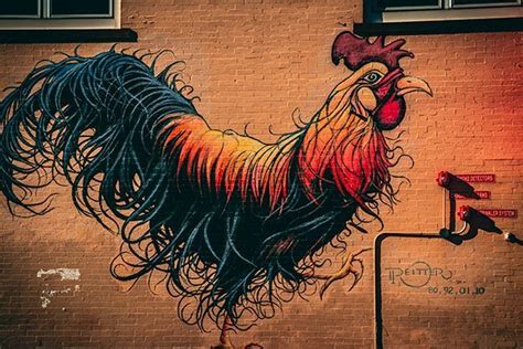 Le Coq sur un mur : Une exploration vibrante de symboles et couleurs !