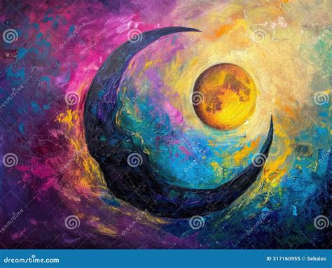 Le Lune : Une danse céleste de couleurs vibrantes et de lignes fluides!