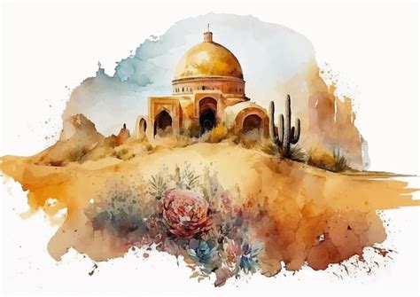 The Mosque at Thatta : Une symphonie d'architecture islamique en aquarelle scintillante!