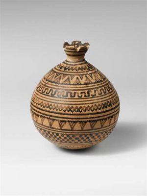  Vase en Terracotta à Motifs Géométriques: Un Chant Silencieux du Passé